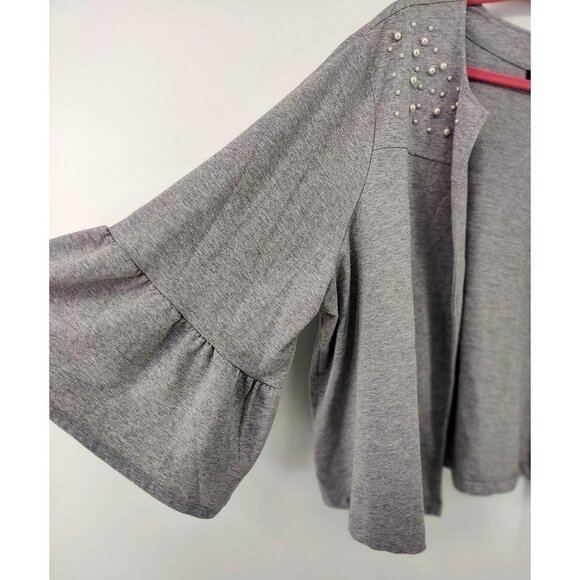 Lane Bryant Gray Short Cardigan with Pearl Detailing Size 26/28 - Picture 5 of 8